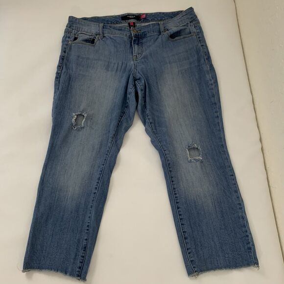 Torrid Jeans Women 16 Straight Raw Hem Blue Denim Stretch Casual Boho Normcore - Picture 1 of 9